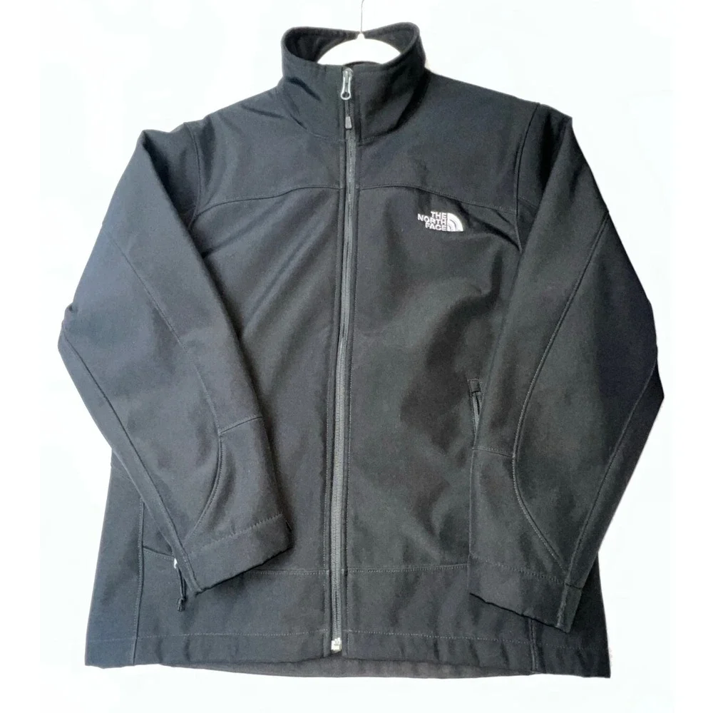 The North Face Jacket Mens M Black Lined Zip Pockets Mock Neck Fleece lining Out